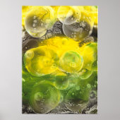Poster Art abstrait peint à la main jaune et vert (Devant)