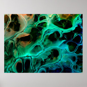 Poster Art Abstrait peinture néon brillant en violet et p