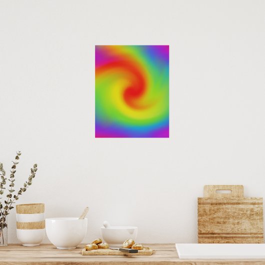 Poster Art Abstrait Rainbow Wave cool (Cuisine)