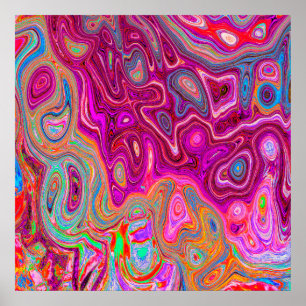 Poster Art Abstrait Retro aux Couleurs de l'Arc-en-Ciel M