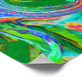 Poster Art abstrait rétro groovy Aqua, Orange et Vert (Coin)