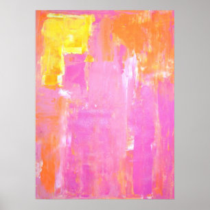 Poster Art Abstrait rose et orange 'Cornered'
