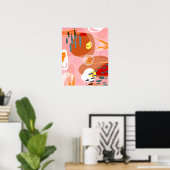 Poster Art Abstrait rose orange moderne 16x20 (Bureau à domicile)