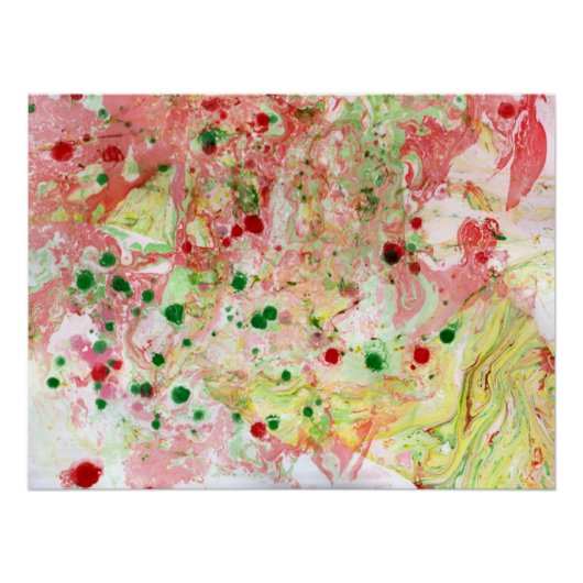 Poster Art Abstrait rose rose rouge jaune vert tendance (Devant)