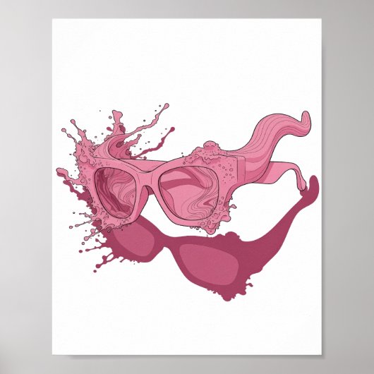 Poster ART ABSTRAIT Rose vibrant Dessin abstrait (Devant)