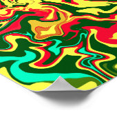 Poster Art Abstrait rouge, jaune et vert (Coin)