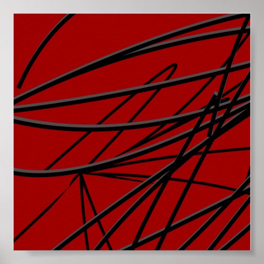 Poster Art Abstrait rouge moderne (Devant)