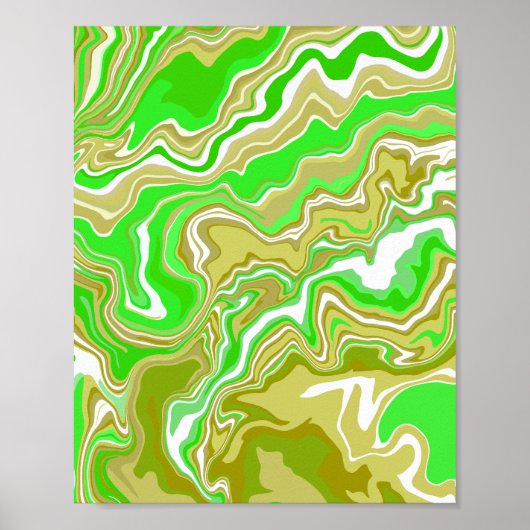 Poster Art Abstrait Terre Vert Fluide (Devant)