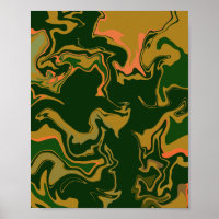 Art Abstrait terrestre en vert et Brown doré
