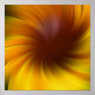 Poster Art abstrait tourbillon jaune et marron
