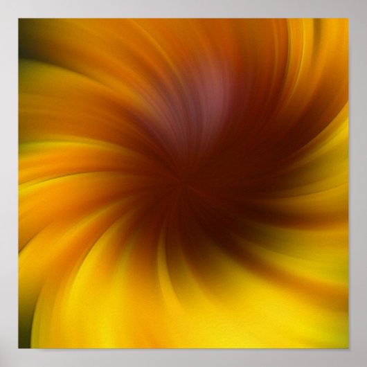 Poster Art abstrait tourbillon jaune et marron (Devant)