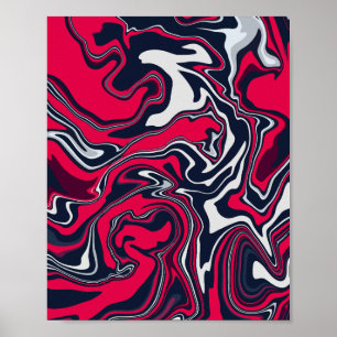 Poster Art abstrait tourbillonnant en rouge, noir et blan