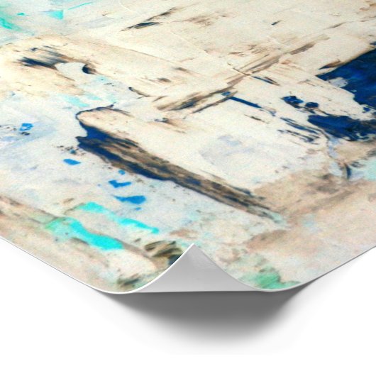 Poster Art Abstrait Turquoise "en face" (Coin)