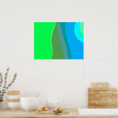 Poster Art Abstrait Vert Et Bleu Groovy 305 (Cuisine)