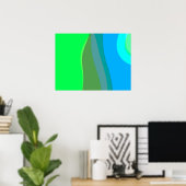 Poster Art Abstrait Vert Et Bleu Groovy 305 (Bureau à domicile)