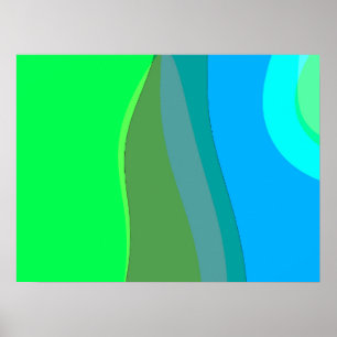 Poster Art Abstrait Vert Et Bleu Groovy 305