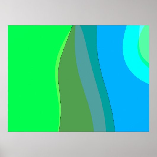 Poster Art Abstrait Vert Et Bleu Groovy 305 (Devant)