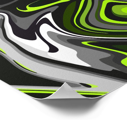 Poster Art Abstrait vert et gris fluide avec des perruque (Coin)