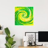 Poster Art abstrait vert jaune en spirale (Bureau à domicile)
