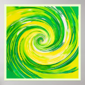 Poster Art abstrait vert jaune en spirale (Devant)