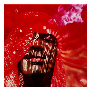Poster Art Abstrait Vibrant Avec Rouge Gras