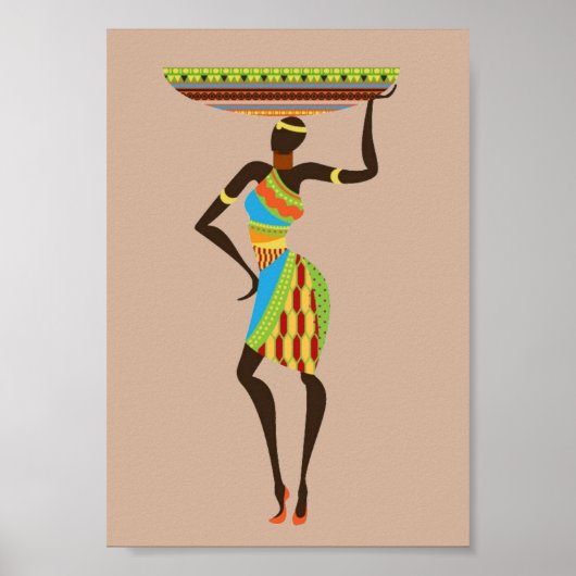 Poster Art africain Femme tribale avec panier (Devant)
