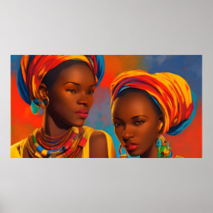 Poster Art africain vintage Femmes africaines colorées