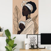 Poster Art afrocentrique de la mère royale et de l'enfant (Bureau à domicile)