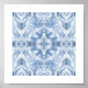 Poster Art aquarelle abstrait bleu ombré