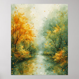 Poster Art aquarelle abstrait d'automne