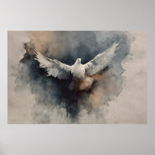 Poster Art aquarelle Colombe du Saint-Esprit Pentecôte