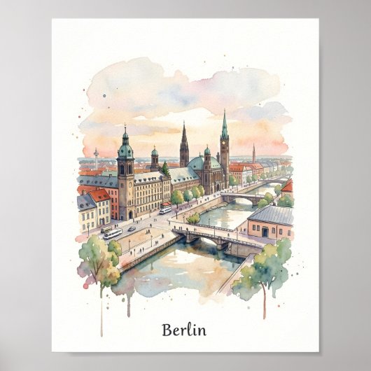 Poster art aquarelle de Berlin (Devant)