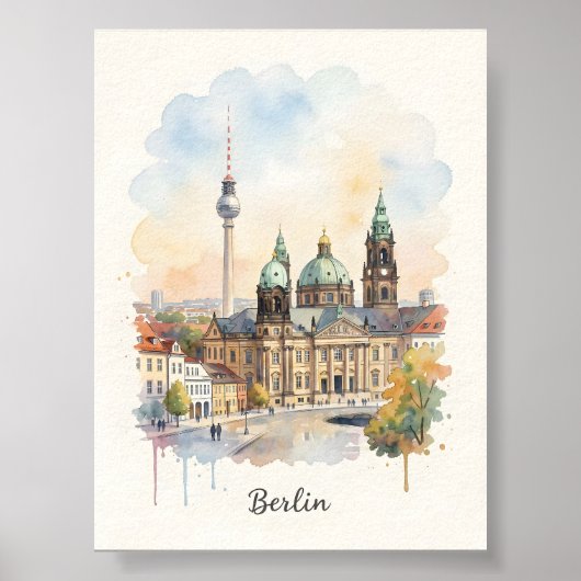 Poster art aquarelle de Berlin (Devant)