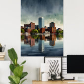 Poster art aquarelle de Boston (Bureau à domicile)