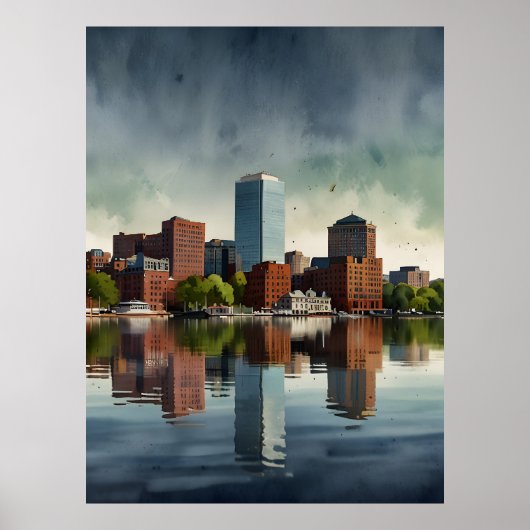 Poster art aquarelle de Boston (Devant)