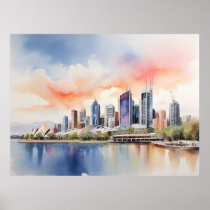 Poster art aquarelle de Brisbane