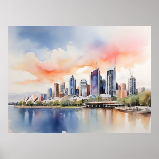 Poster art aquarelle de Brisbane (Devant)