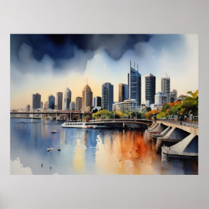 Poster art aquarelle de Brisbane