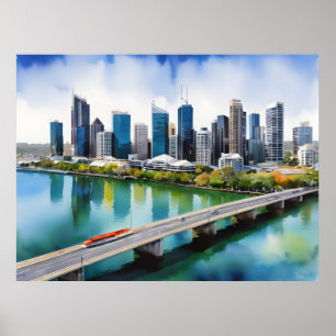 Poster art aquarelle de Brisbane