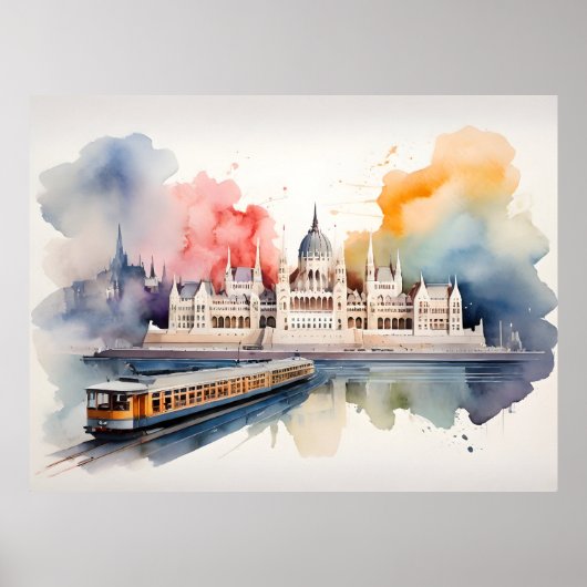 Poster art aquarelle de Budapest (Devant)