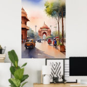 Poster art aquarelle de Delhi (Bureau à domicile)