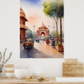 Poster art aquarelle de Delhi (Cuisine)