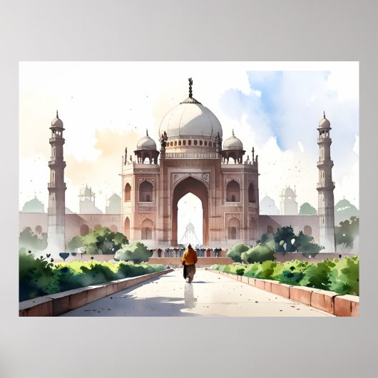Poster art aquarelle de Delhi (Devant)