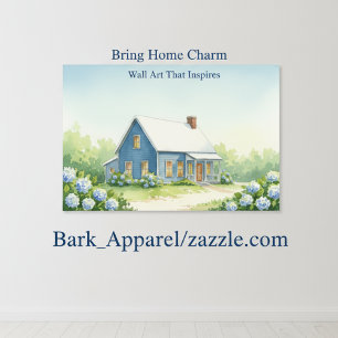 Poster Art aquarelle de la ferme bleue confortable