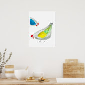 Poster Art aquarelle de poulets mignons (Cuisine)