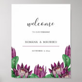 Poster Art aquarelle Deep Purple King Protea (Devant)