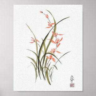 Poster Art aquarelle d'orchidée d'automne