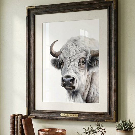 Poster Art aquarelle du bison blanc buffle