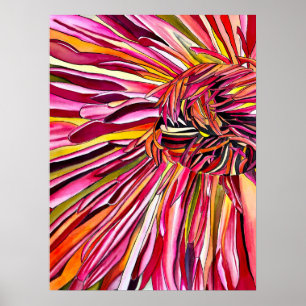 Poster art aquarelle fleur chrysanthème