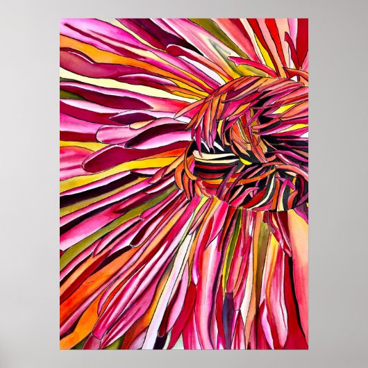 Poster art aquarelle fleur chrysanthème (Devant)